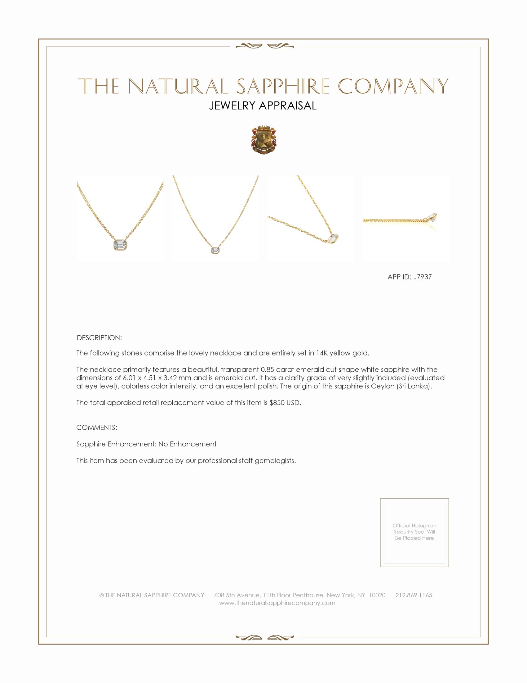 0.85 Ct. White Sapphire Bezel Necklace, 14K Yellow Gold