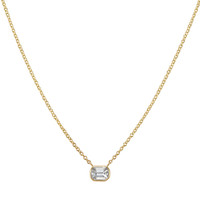 0.85 Ct. White Sapphire Bezel Necklace, 14K Yellow Gold Image