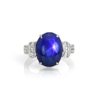 10.13 Ct. Blue Sapphire and Natural Diamond Antique Style Ring, Platinum 950 Video