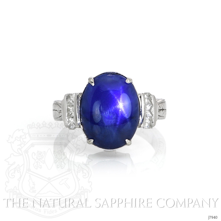 10.13 Ct. Blue Sapphire and Natural Diamond Antique Style Ring, Platinum 950