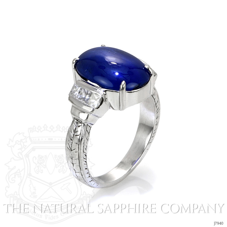 10.13 Ct. Blue Sapphire and Natural Diamond Antique Style Ring, Platinum 950