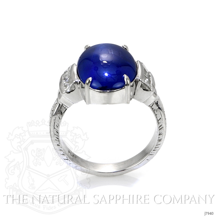 10.13 Ct. Blue Sapphire and Natural Diamond Antique Style Ring, Platinum 950