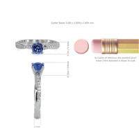 0.60 Ct. Blue Sapphire and Natural Diamond Pave Ring, 18K White Gold Image