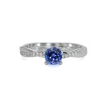 0.60 Ct. Sapphire Natural Diamond Pave Ring, 18K White Gold Video