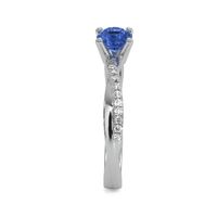 0.60 Ct. Sapphire Natural Diamond Pave Ring, 18K White Gold Image