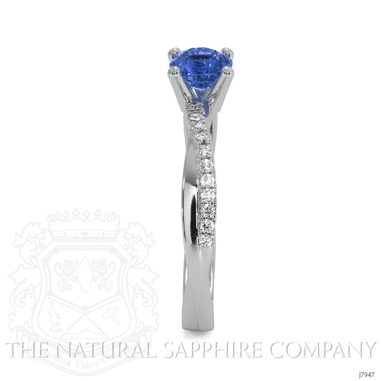 0.60 Ct. Blue Sapphire and Natural Diamond Pave Ring, 18K White Gold