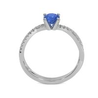 0.60 Ct. Sapphire Natural Diamond Pave Ring, 18K White Gold Image
