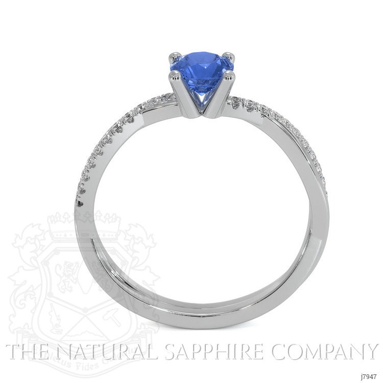 0.60 Ct. Blue Sapphire and Natural Diamond Pave Ring, 18K White Gold