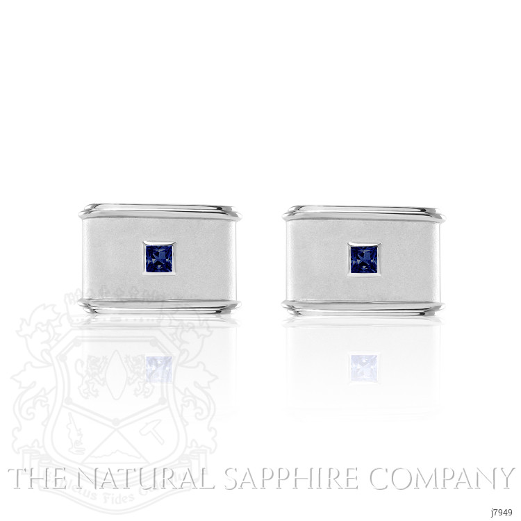 0.40 Ct. Blue Sapphire Solitaire Cufflink, Silver