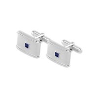0.40 Ct. Blue Sapphire Solitaire Cufflink, Silver Image