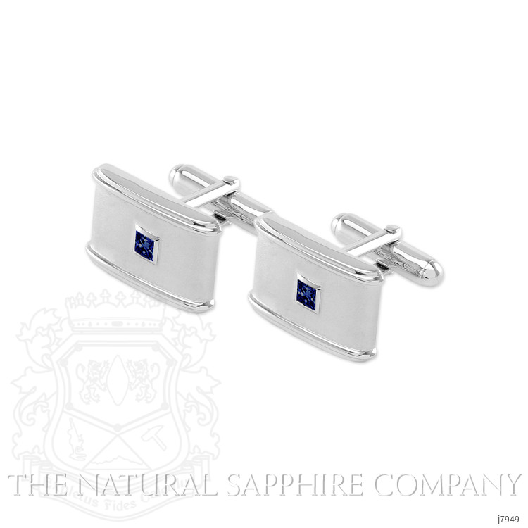 0.40 Ct. Blue Sapphire Solitaire Cufflink, Silver
