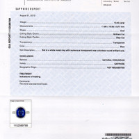 10.45 Ct. Blue Sapphire and Natural Diamond Pave Ring, 18K White Gold Scan Report