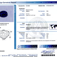 4.74 Ct. Blue Sapphire and Natural Diamond Three Stone Ring, Platinum 950 Scan Report