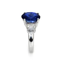 4.74 Ct. Blue Sapphire and Natural Diamond Three Stone Ring, Platinum 950 Image