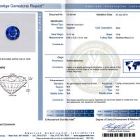 3.14 Ct. Blue Sapphire and Natural Diamond Three Stone Ring, 18K Yellow Gold Scan Report