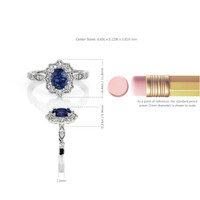 1.06 Ct. Blue Sapphire and Natural Diamond Antique Style Ring, 14K White Gold Image