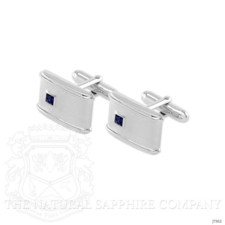 0.40 Ct. Blue Sapphire Solitaire Cufflink, Silver