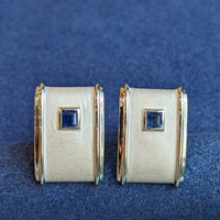0.40 Ct. Blue Sapphire Solitaire Cufflink, Silver Life Style