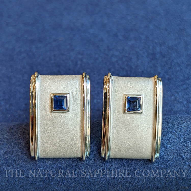 0.40 Ct. Blue Sapphire Solitaire Cufflink, Silver