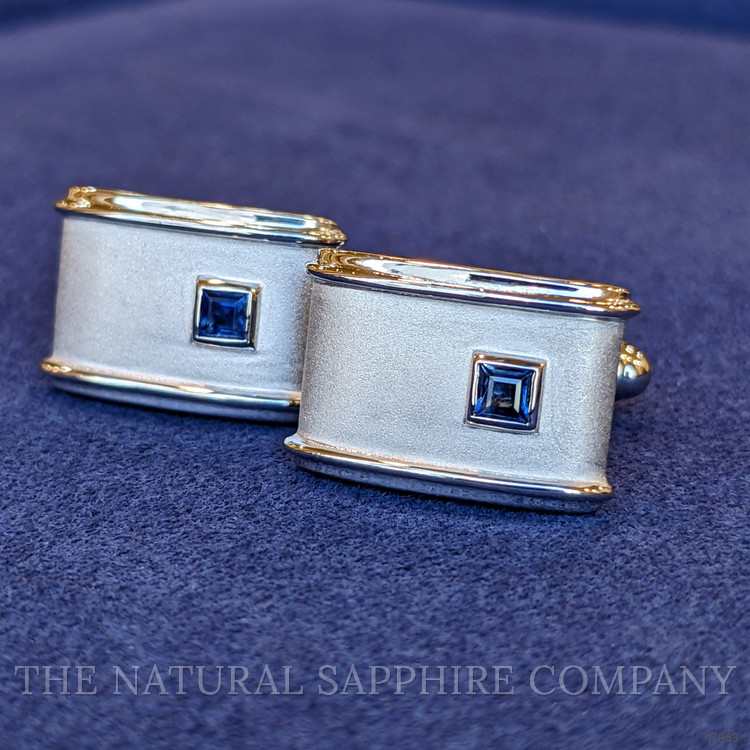 0.40 Ct. Blue Sapphire Solitaire Cufflink, Silver