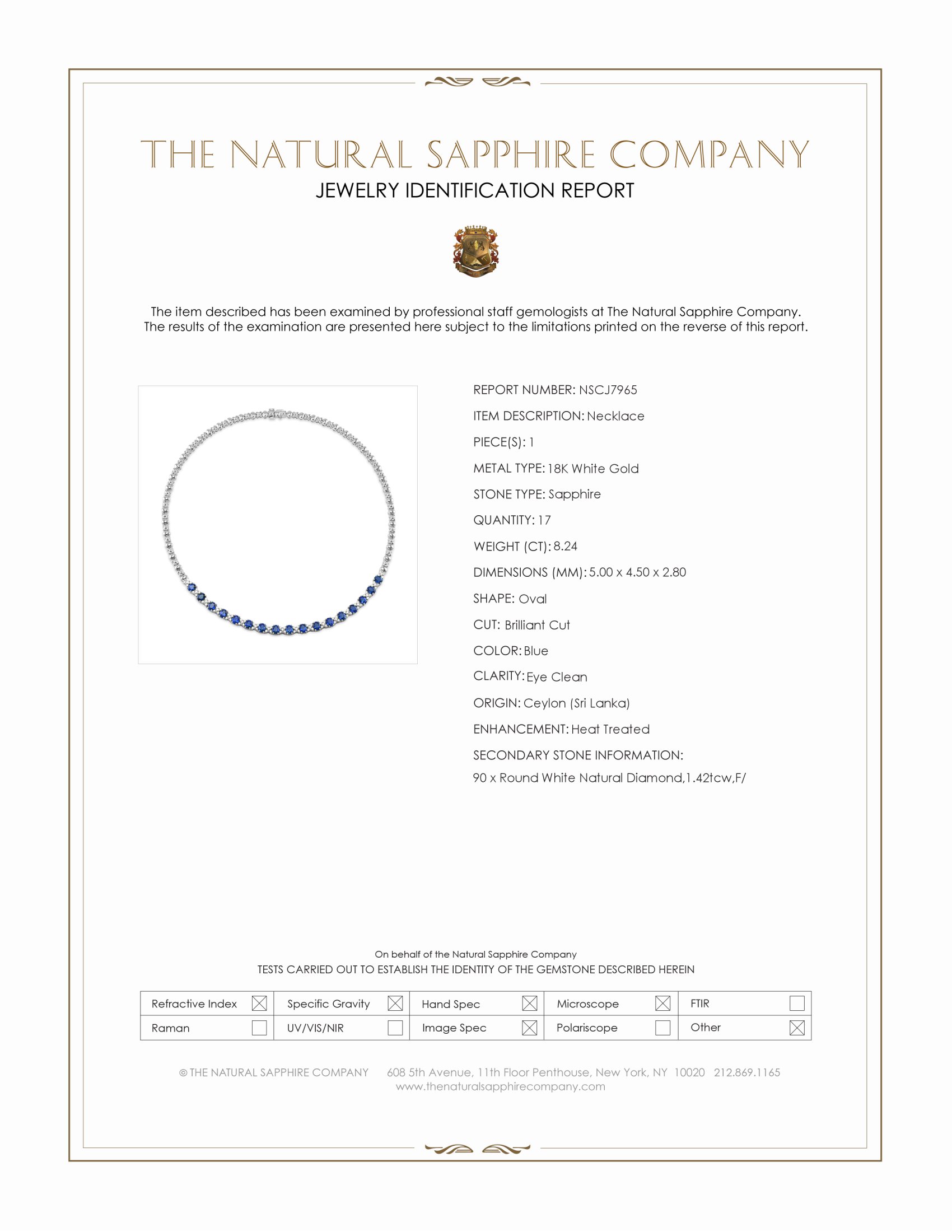 8.24 Ct. Blue Sapphire and Natural Diamond Accent Stones Necklace, 18K White Gold