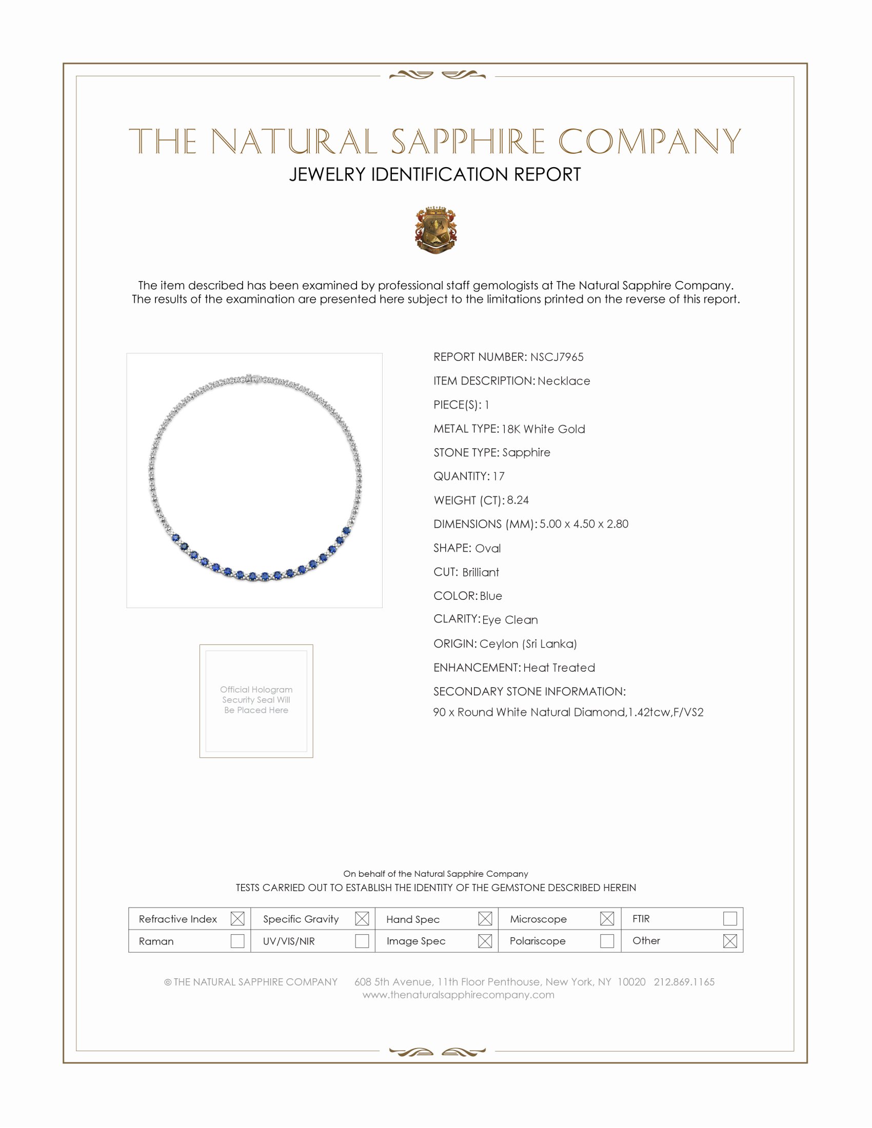 8.24 Ct. Blue Sapphire and Natural Diamond Accent Stones Necklace, 18K White Gold