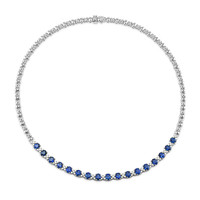 8.24 Ct. Sapphire Natural Diamond Accent Stones Necklace, 18K White Gold Video