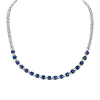 8.24 Ct. Sapphire Natural Diamond Accent Stones Necklace, 18K White Gold Image