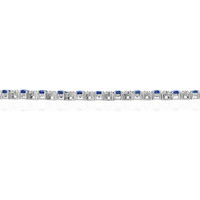 8.24 Ct. Sapphire Natural Diamond Accent Stones Necklace, 18K White Gold Image