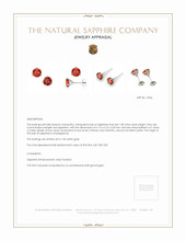1.85 Ct.Tw.Total Carat Weight Reddish Orange Sapphire Studs Earrings, 14K White Gold Appraisal