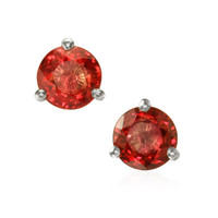 1.85 Ct.Tw. Reddish Orange Sapphire Studs Earrings, 14K White Gold Video