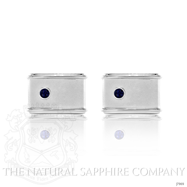 0.20 Ct. Blue Sapphire Solitaire Cufflink, Silver