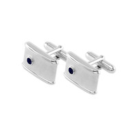 0.20 Ct. Blue Sapphire Solitaire Cufflink, Silver Image