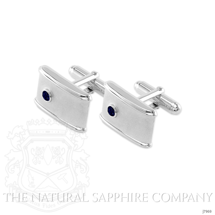 0.20 Ct. Blue Sapphire Solitaire Cufflink, Silver