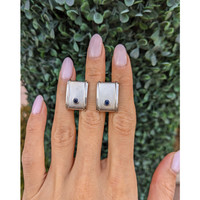 0.20 Ct. Blue Sapphire Solitaire Cufflink, Silver Life Style