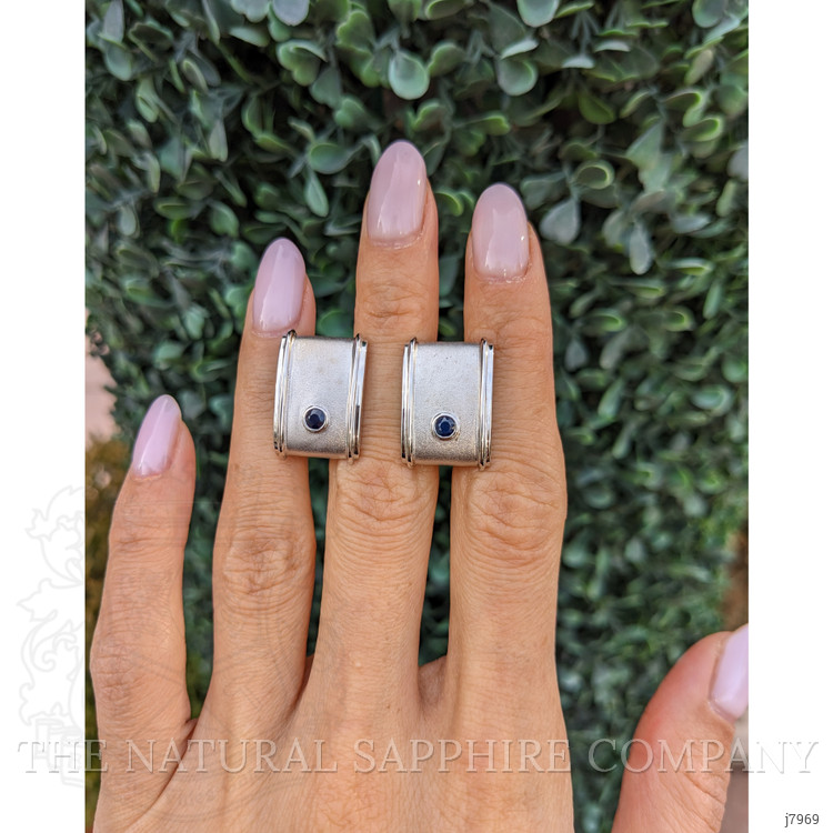 0.20 Ct. Blue Sapphire Solitaire Cufflink, Silver