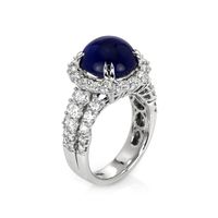 9.24 Ct. Blue Sapphire and Natural Diamond Antique Style Ring, 18K White Gold Image