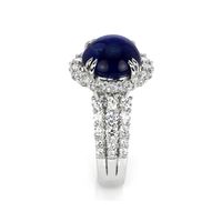 9.24 Ct. Blue Sapphire and Natural Diamond Antique Style Ring, 18K White Gold Image