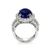 9.24 Ct. Blue Sapphire and Natural Diamond Antique Style Ring, 18K White Gold Image