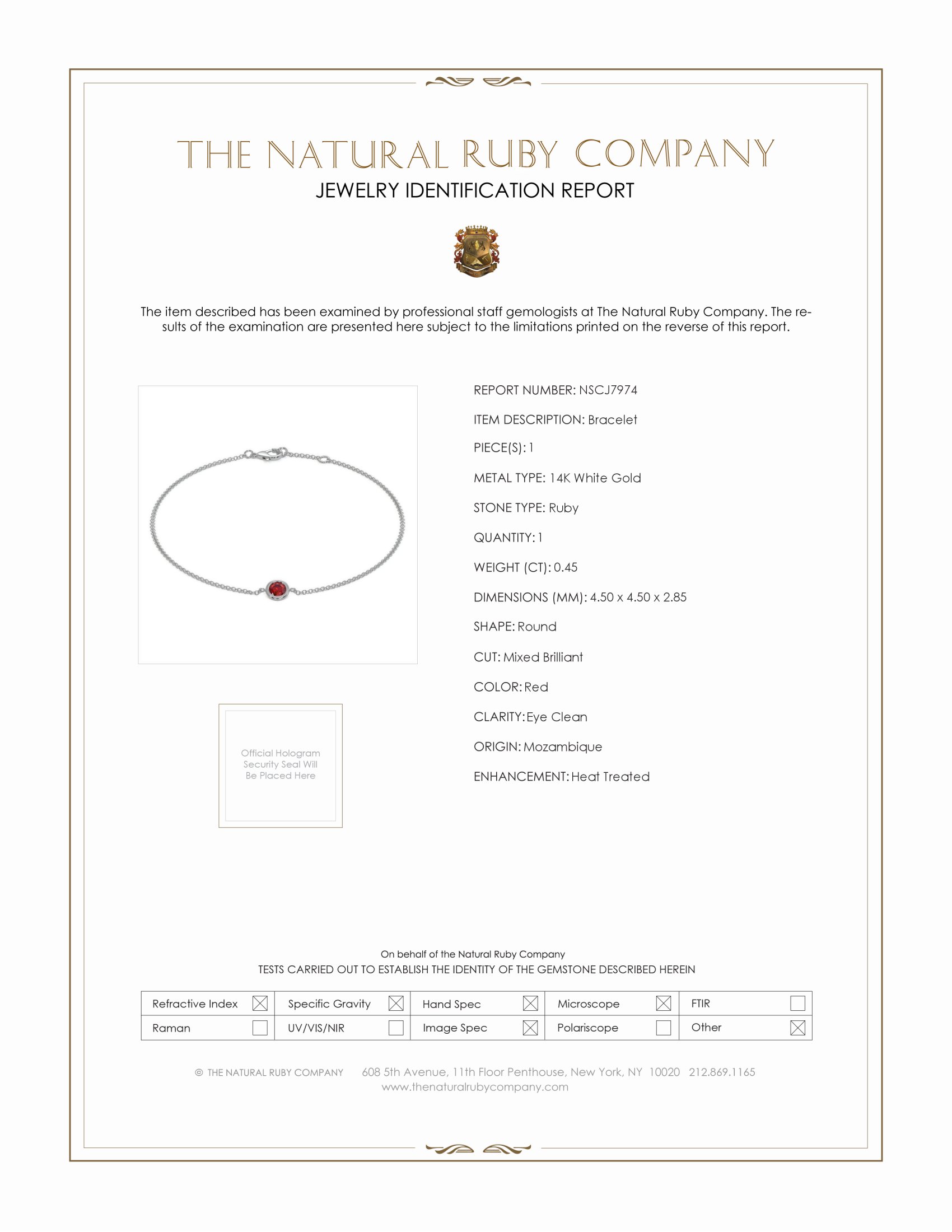 0.45 Ct.Tw. Ruby Bezel Bracelet, 14K White Gold