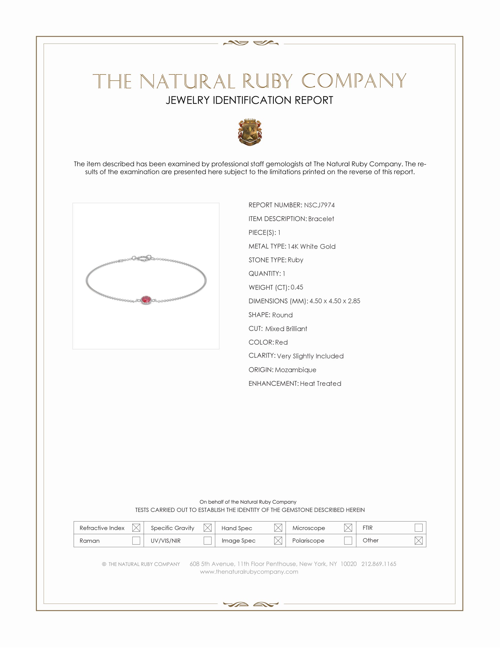 0.45 Ct.Tw. Ruby Bezel Bracelet, 14K White Gold