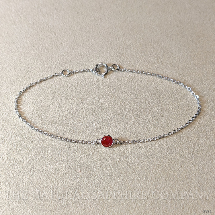 0.45 Ct.Tw. Ruby Bezel Bracelet, 14K White Gold