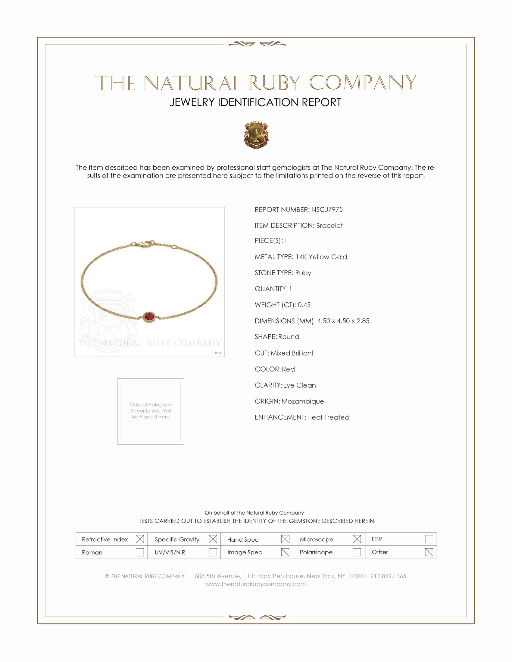 0.45 Ct.Tw. Ruby Bezel Bracelet, 14K Yellow Gold