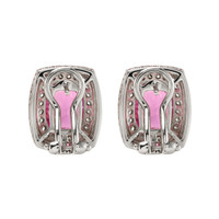 5.50 Ct.Tw. Pink Sapphire and Natural Diamond Pave Earrings, 18K White Gold Image