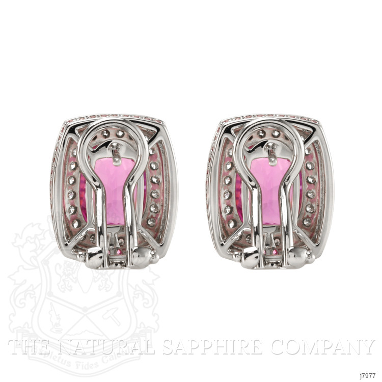 5.50 Ct.Tw. Pink Sapphire and Natural Diamond Pave Earrings, 18K White Gold