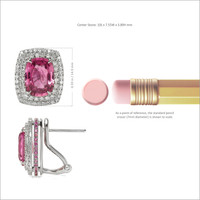 5.50 Ct.Tw. Pink Sapphire and Natural Diamond Pave Earrings, 18K White Gold Image