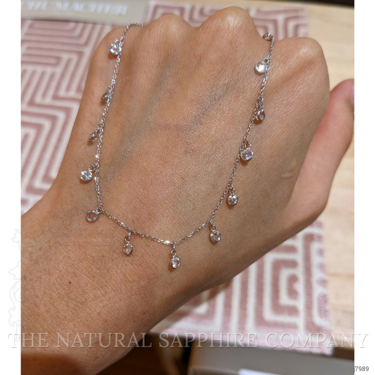 3.00 Ct. White Sapphire Accent Stones Necklace, 18K White Gold