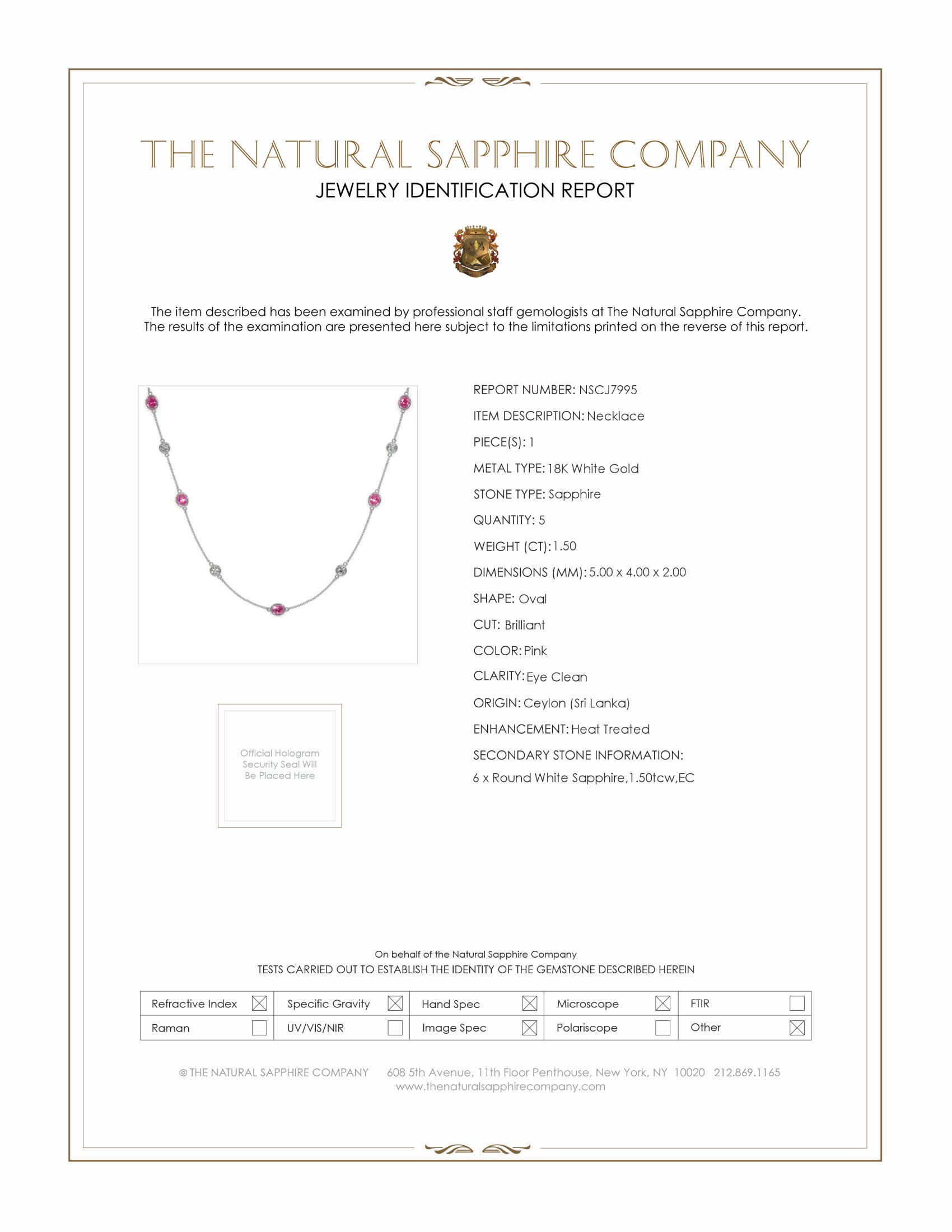 1.50 Ct. Pink Sapphire and White Sapphire Accent Stones Necklace, 18K White Gold