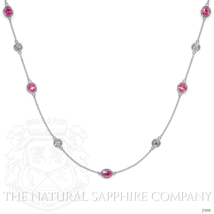 1.50 Ct. Pink Sapphire and White Sapphire Accent Stones Necklace, 18K White Gold