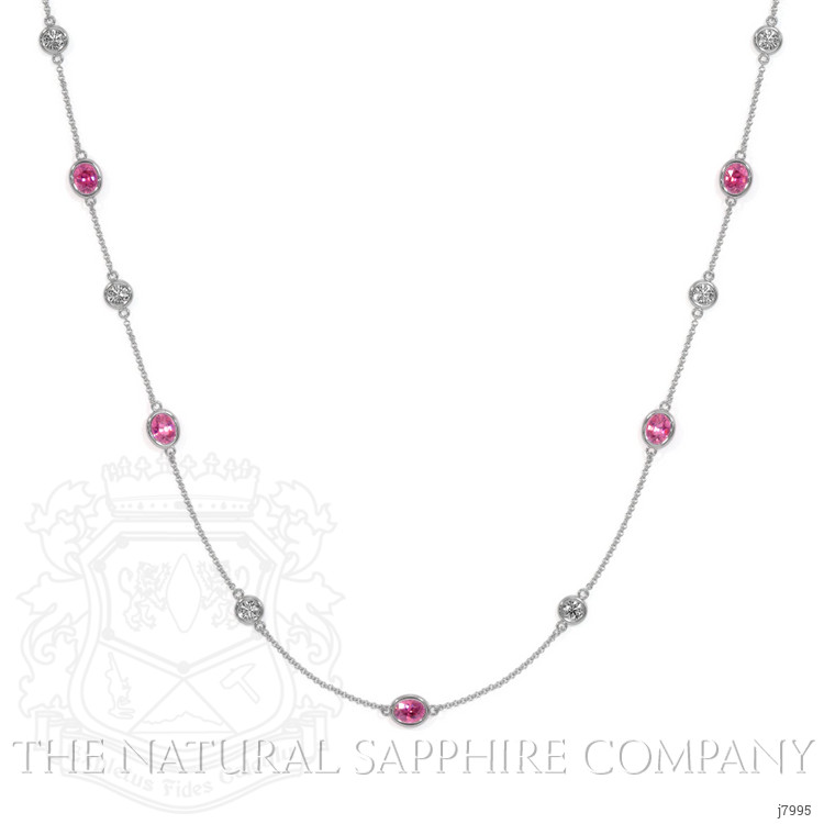 1.50 Ct. Pink Sapphire and White Sapphire Accent Stones Necklace, 18K White Gold